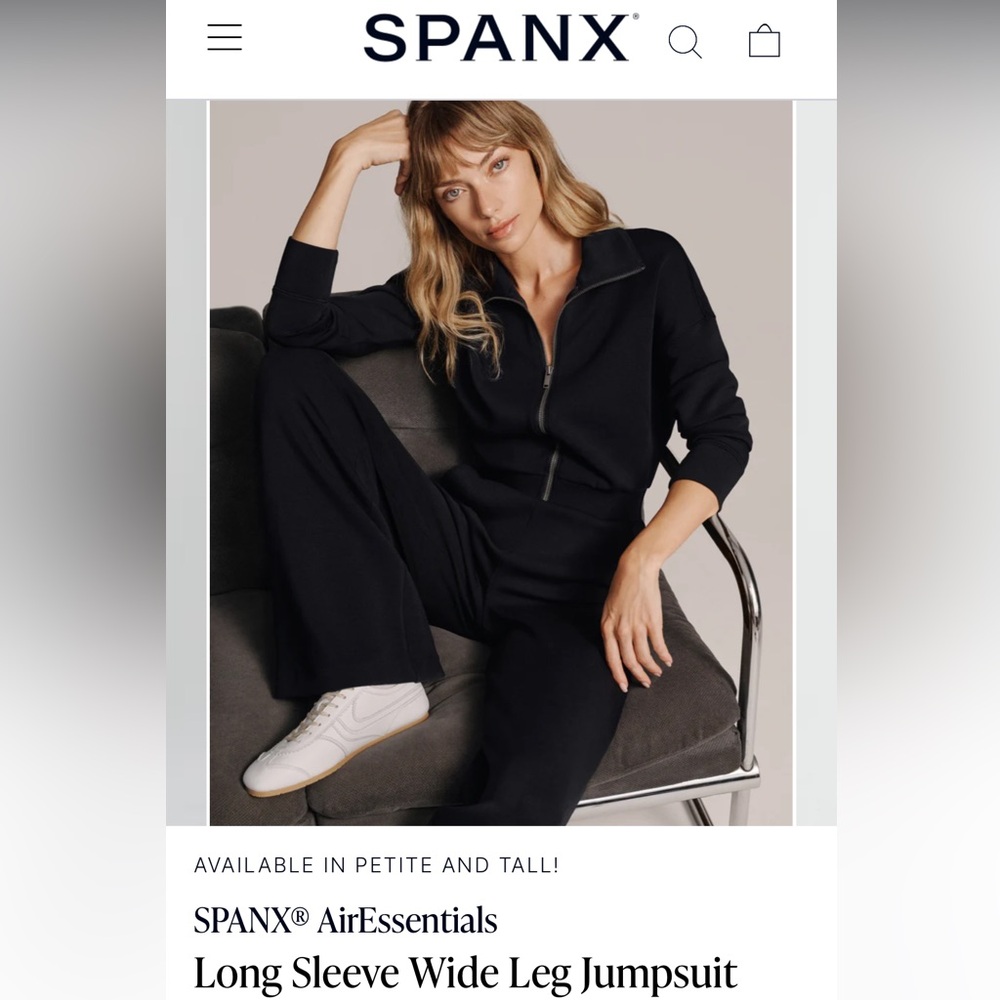 NWT!
SPANX AirEssentials
Black Long Sleeve Wide Leg Jumpsuit 

Originally $148